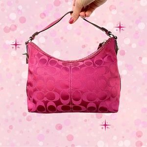 SOLD Vintage Y2K Coach Purse in Peyton Signature Top Handle Pouch - Hot Pink
